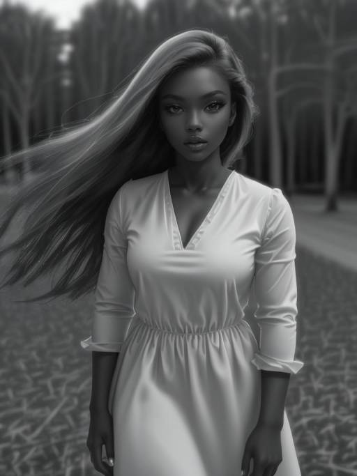 Dark-skinned Woman in White Dress Outdoors