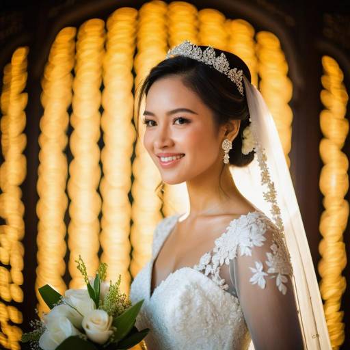 Smiling Bride with Floral Bouquet