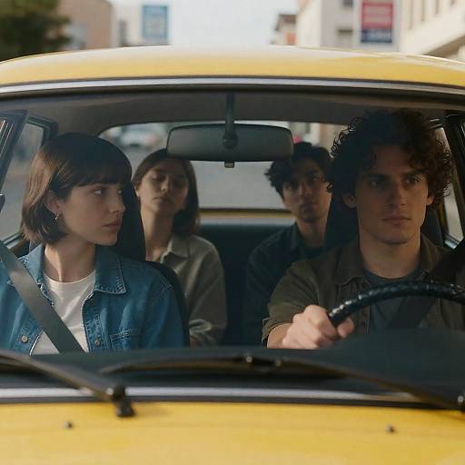 Urban Adventure in a Vintage Yellow Car