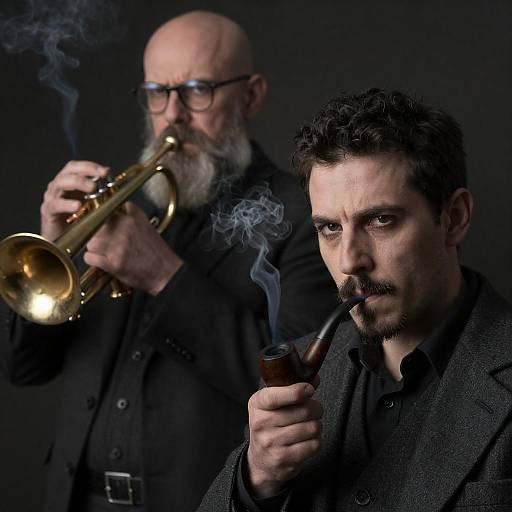 Dramatic Portrait of Two Vintage Musicians