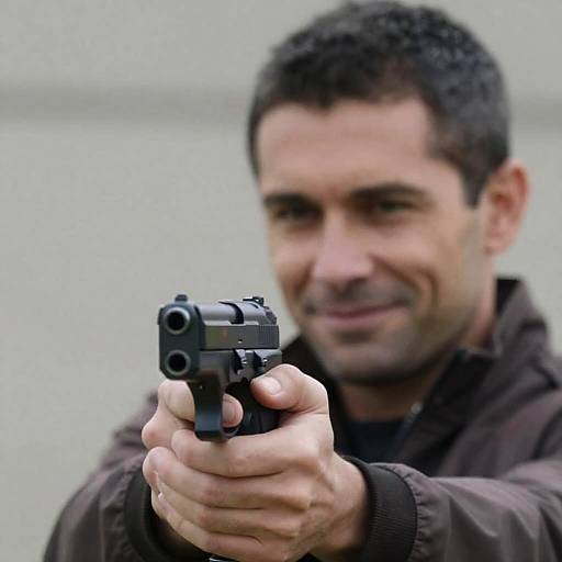 Close-Up of Man with Handgun