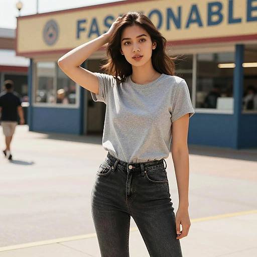 Petite Woman at Coney Island Boardwalk