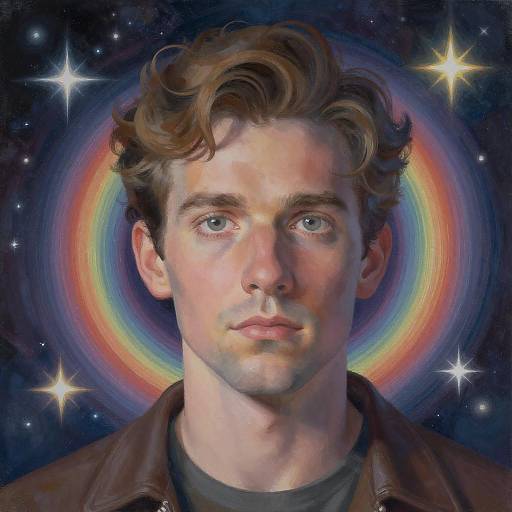 Contemplative Man with Cosmic Background