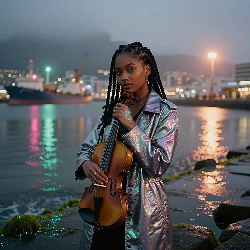 Afrofuturist Violinist in Neon Cape Town