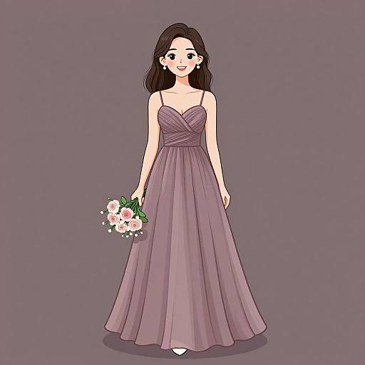 Romantic Bridesmaid in Mauve Dress