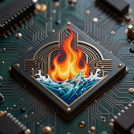 Art Deco Fire and Water Logo