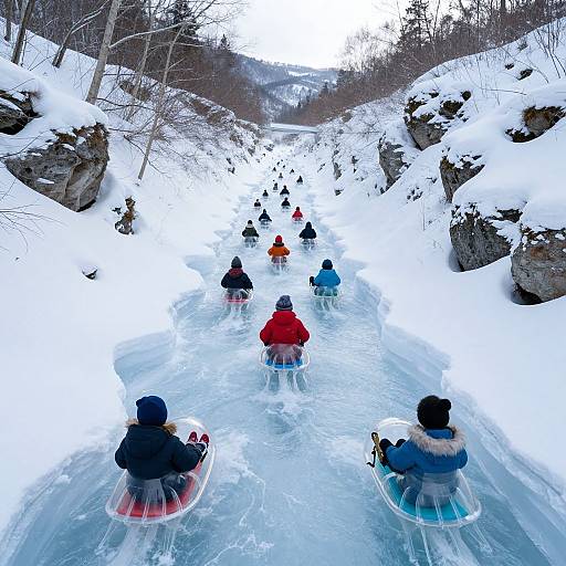 Children on Jellyfish Sleds in Zero-G