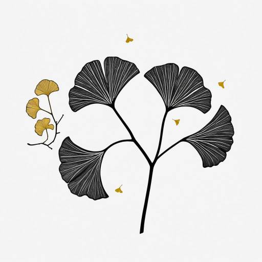 Ginkgo Leaf Line Art with Golden Ratio