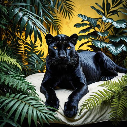 Elegant Black Panther Amidst Lush Foliage