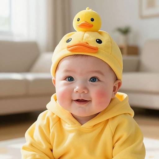 Chubby Baby in Yellow Hoodie