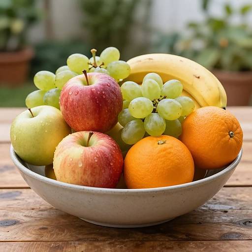 Vibrant Fresh Fruit Bowl on Rustic Table