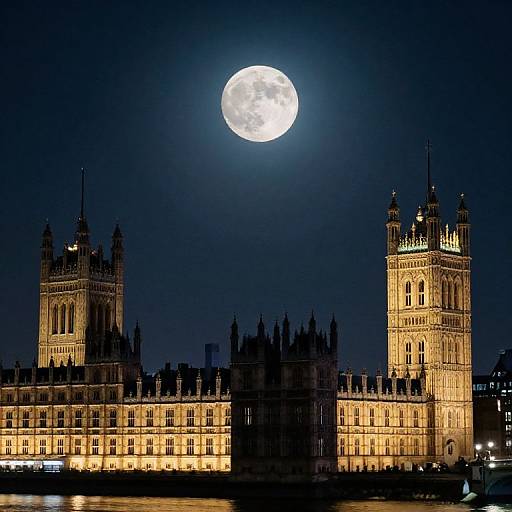 Cinematic Full Moon Over Westminster