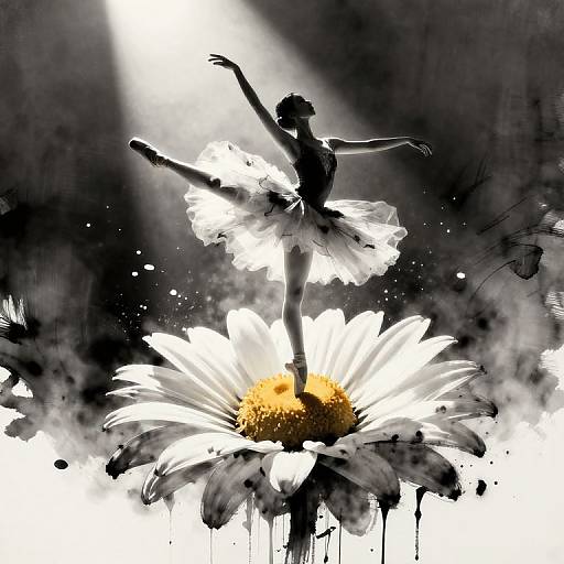 Ballerina Pirouette on Daisy Flower