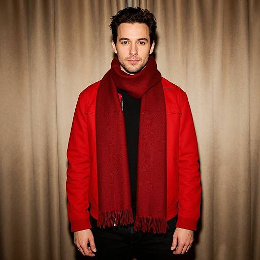 Man in Red Jacket with Scarf