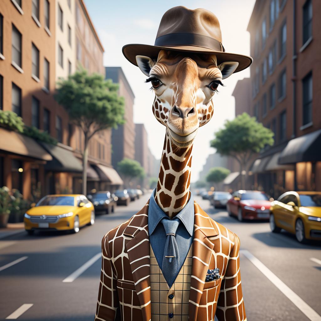 Cinematic Giraffe in Urban Style