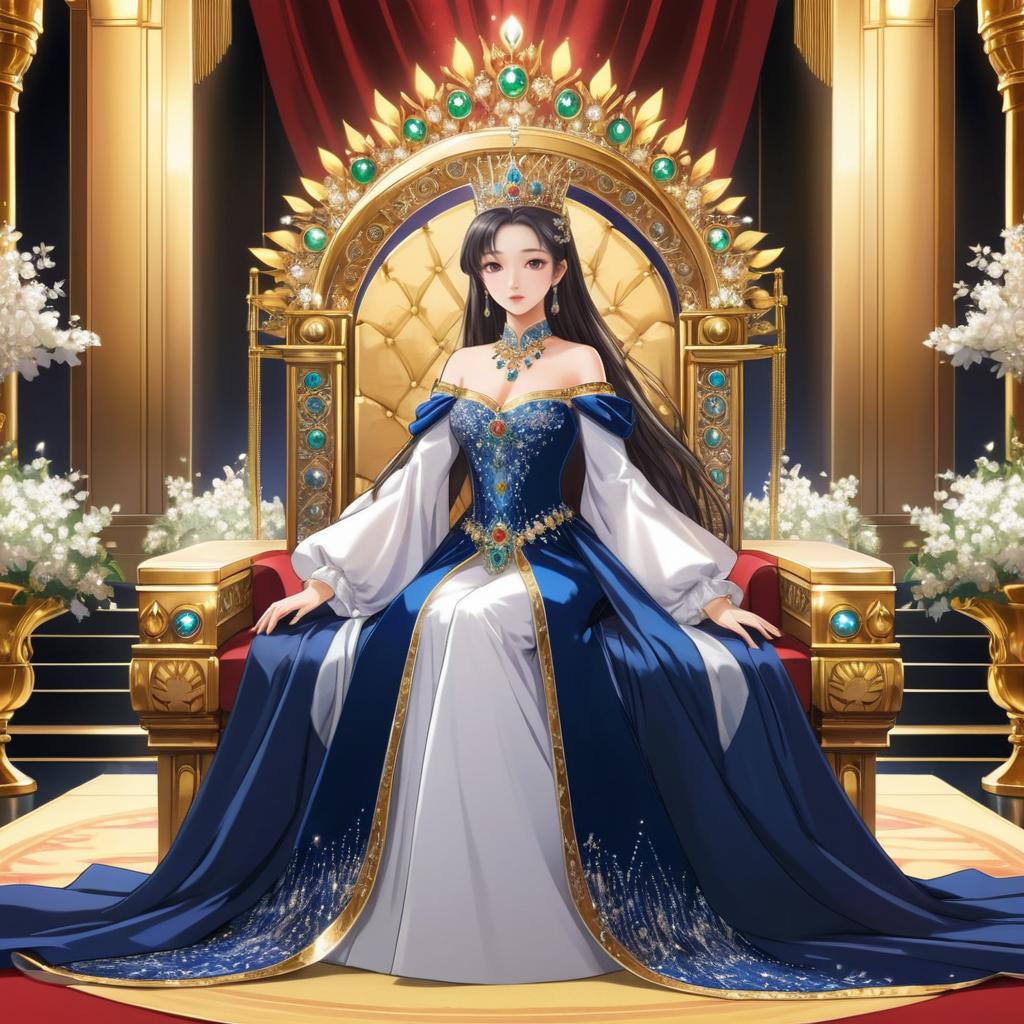 Elegant Queen in Opulent Throne Room