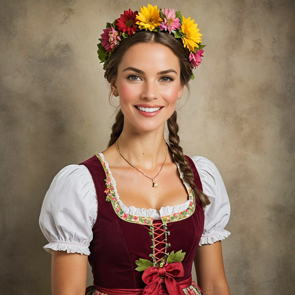 Cheerful Dancer in Bavarian Dirndl Style