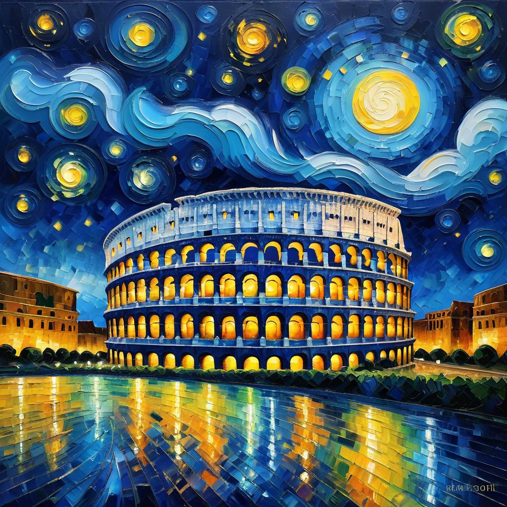 Van Gogh-Inspired Colosseum Landscape Painting