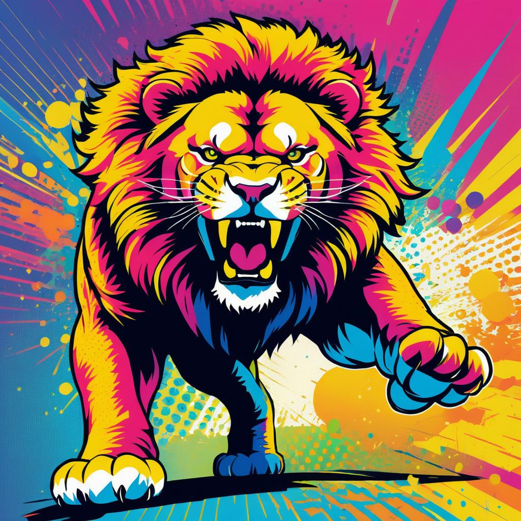 Fierce Lion in Dynamic Comic Style