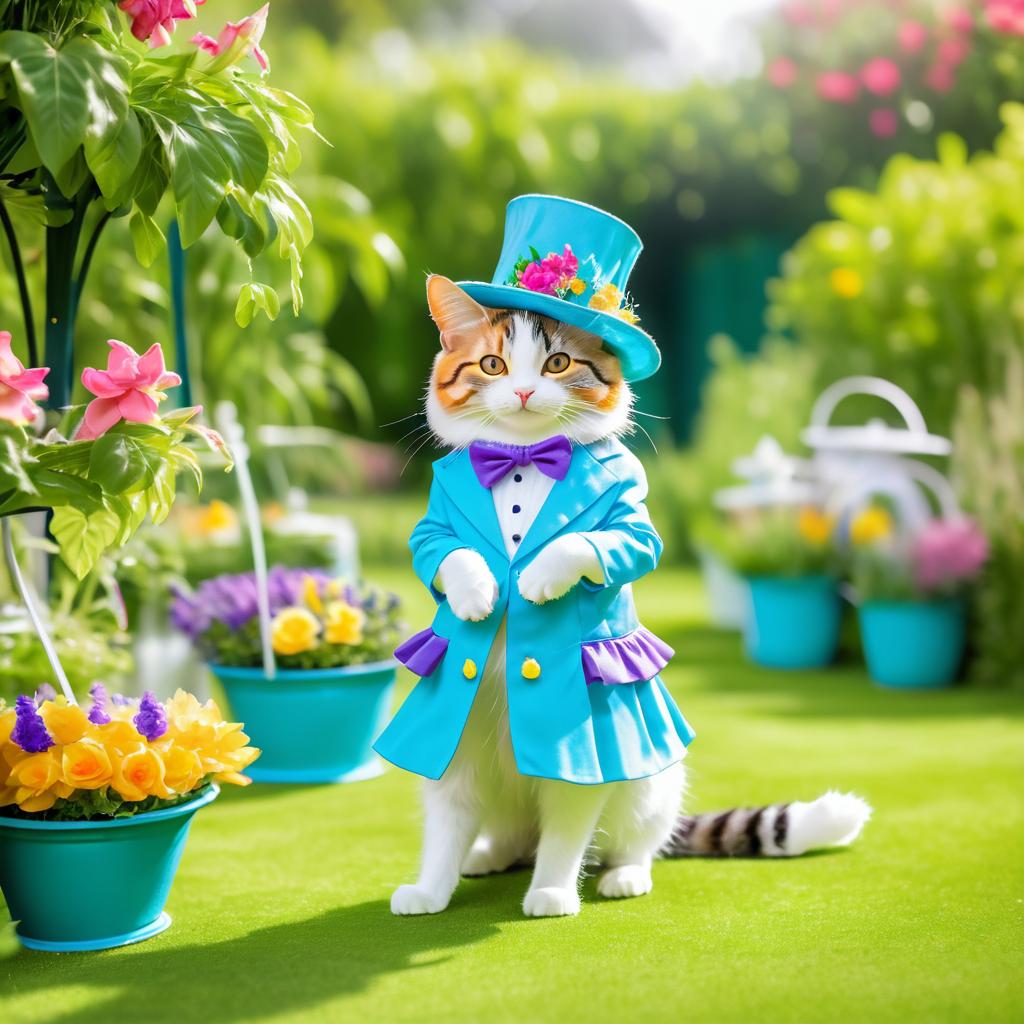 Elegant Cat in Garden Party Attire