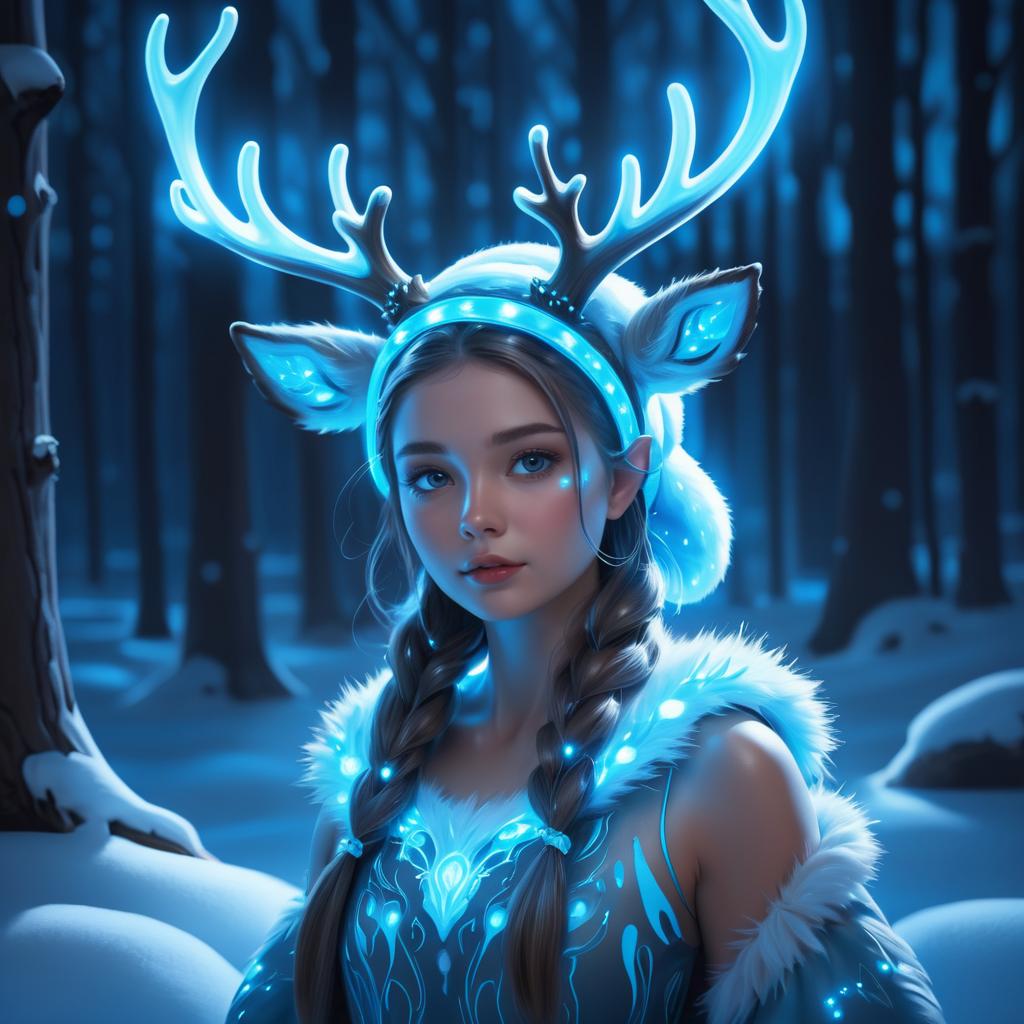 Bioluminescent Female Reindeer Character Design