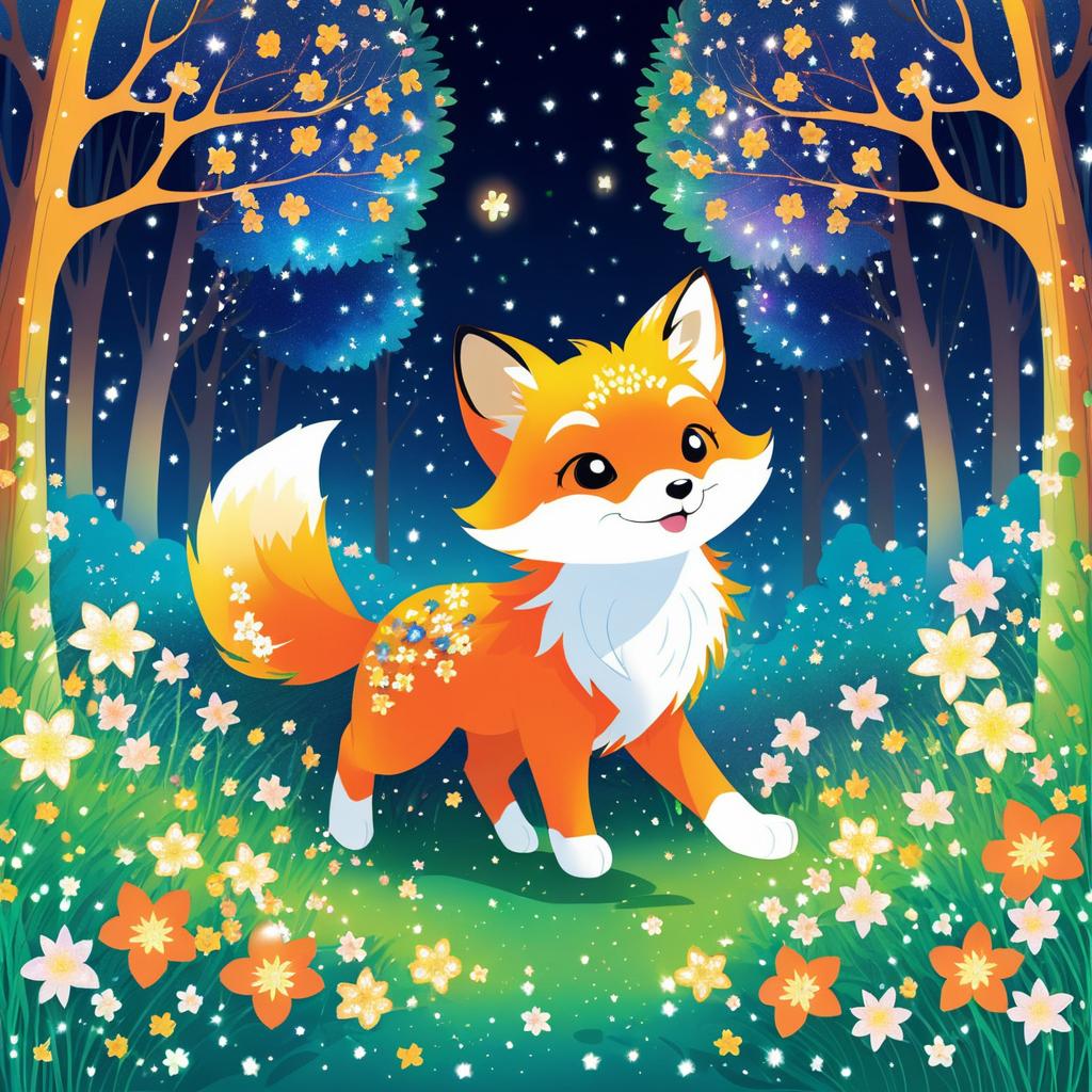 Whimsical Fox Adventure in Vibrant Forest