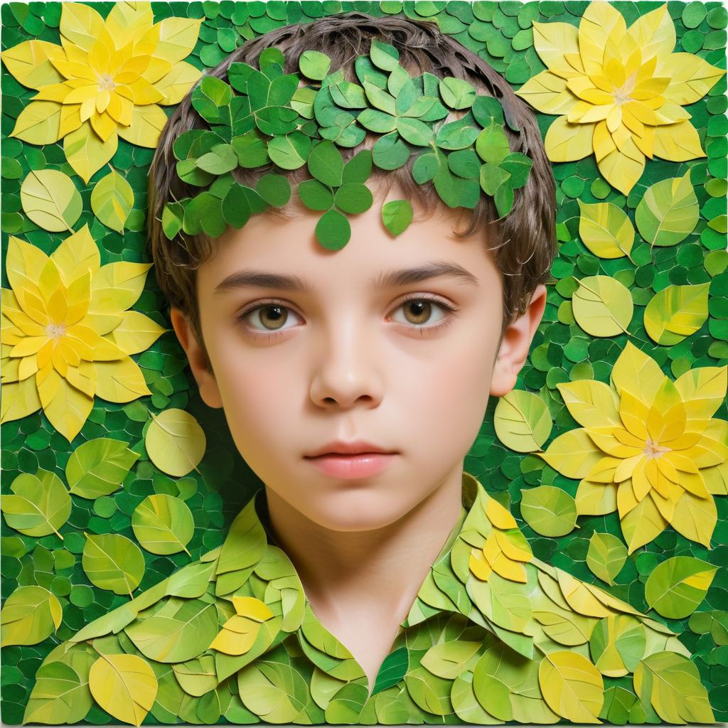 Whimsical Floral Portrait of a Boy