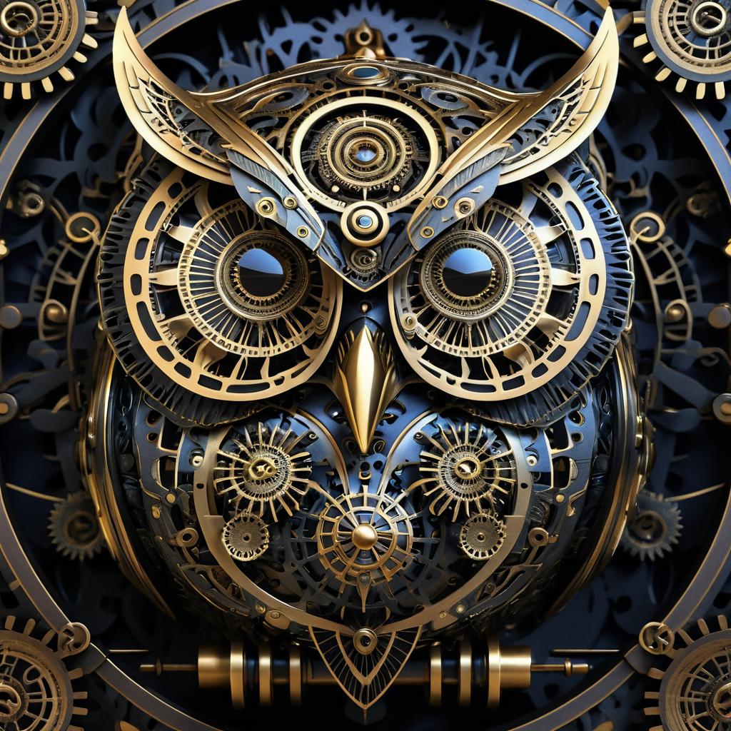 Intricate Steampunk Mechanical Owl Design