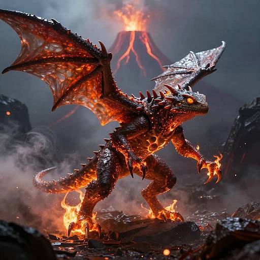 Ember Lizard in Volcanic Storm