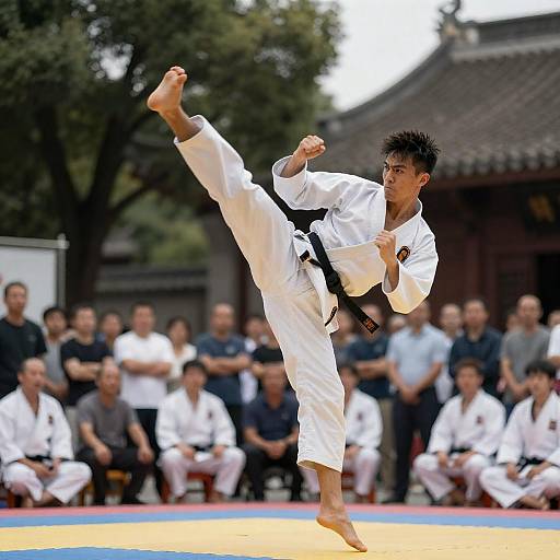 Martial Artist Mid-Air Kick
