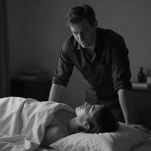 High Contrast Noir Bedroom Portrait Scene