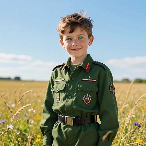 Young Boy in Military Uniform