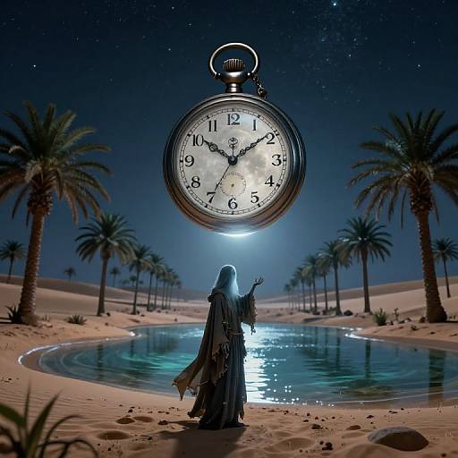 Surreal Floating Watch in Desert Night