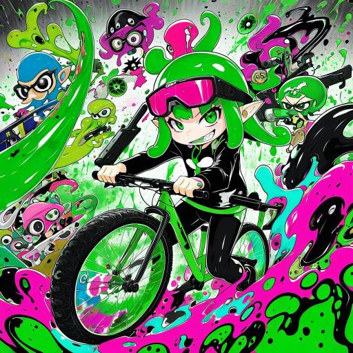 Illustration of Agent 3 (splatoon), splatoon (series) in the style of Hiyuu (hiyualice)