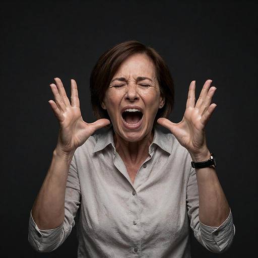 Screaming Woman Against Dark Background