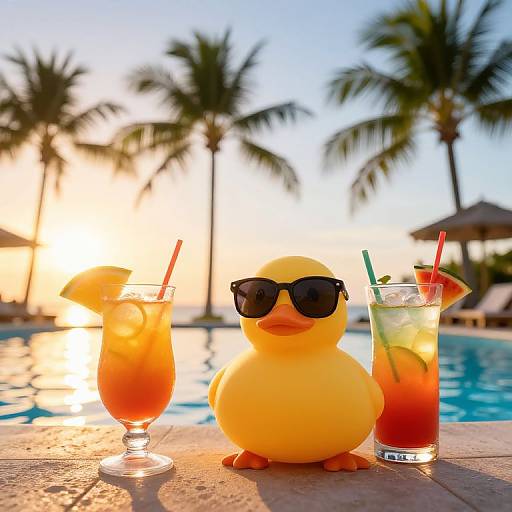 Cool Duck Relaxing Poolside Vibes