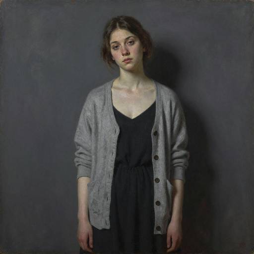 Contemplative Young Woman Portrait in Oil