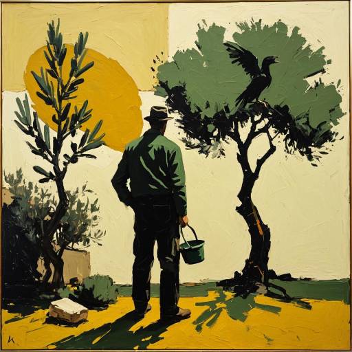 Gardener and Phoenix: Abstract Olive Tree