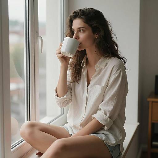 Serene Moment: Woman by the Window