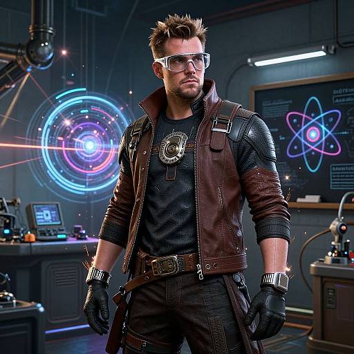 Cyberpunk Starlord in Futuristic Lab