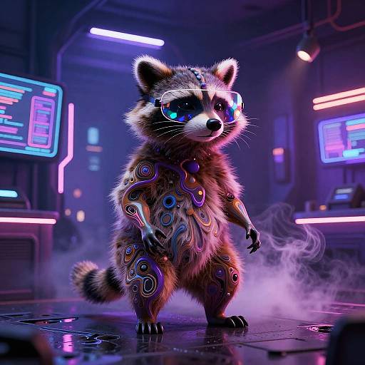 Surreal Citrine Raccoon VR Nightclub