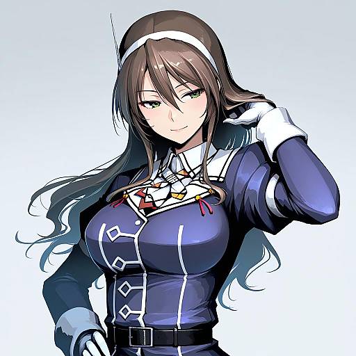 Illustration of Ashigara kai ni (kancolle), kantai collection in the style of Hetza (hellshock)