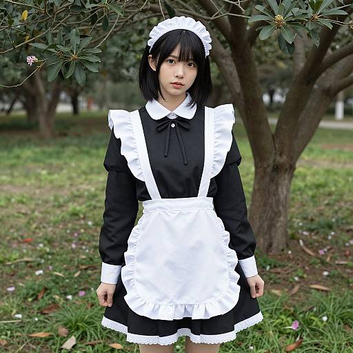 Realistic Long Sleeve Maid Outdoors