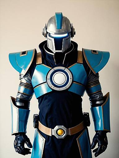 Man in Futuristic Robot Armor Costume