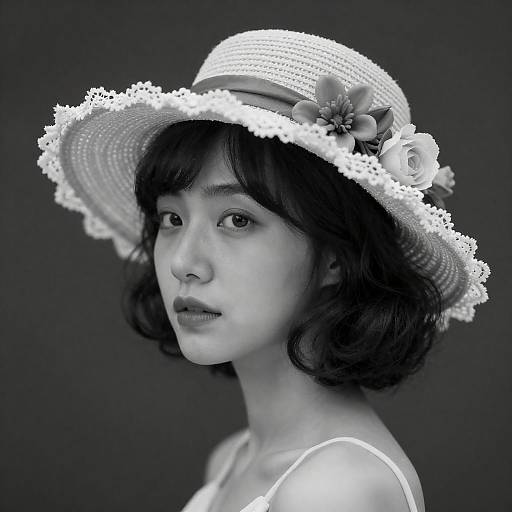 Elegant Woman in Lace Hat Portrait