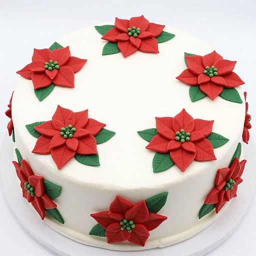 Festive Poinsettia Fondant Cake Design