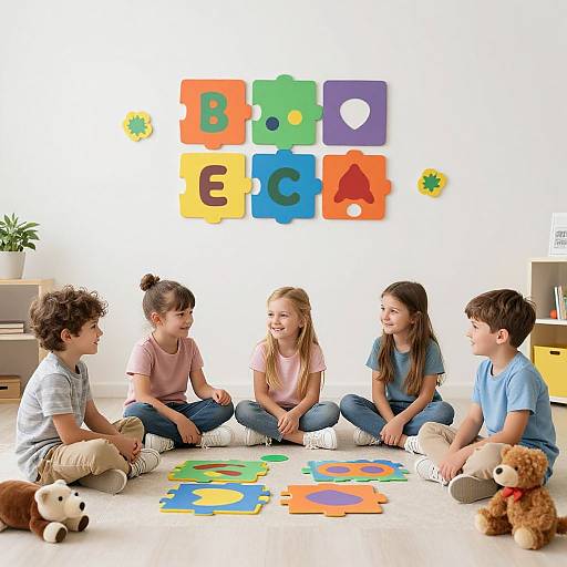 Joyful Kids in Colorful Playroom