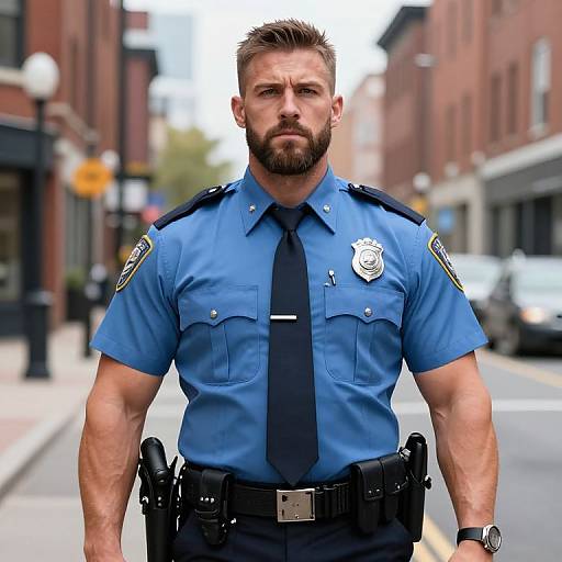 Serious Muscular Police Officer Portrait