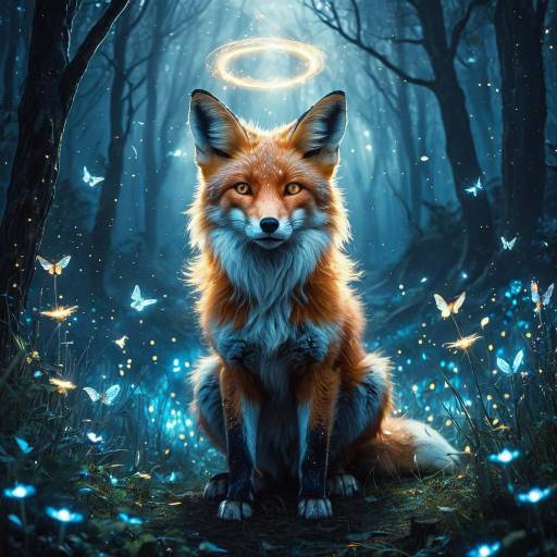 Mystical Haloed Fox in Enchanted Forest