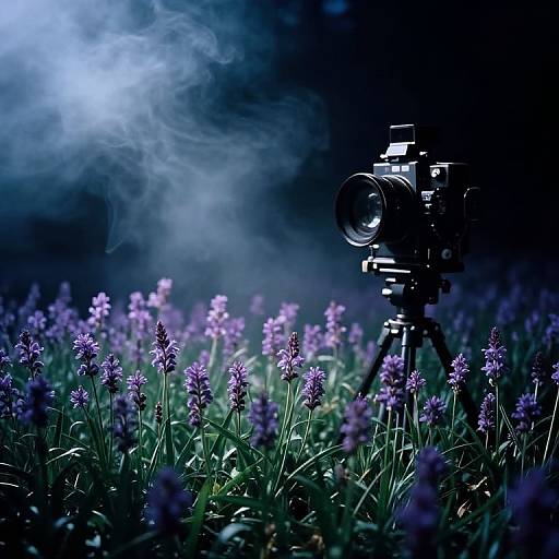 Mysterious Purple Flower Field Film Art